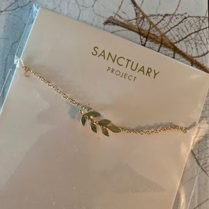 Sanctuary Project Dainty Olive Branch Necklace Gold NIP.